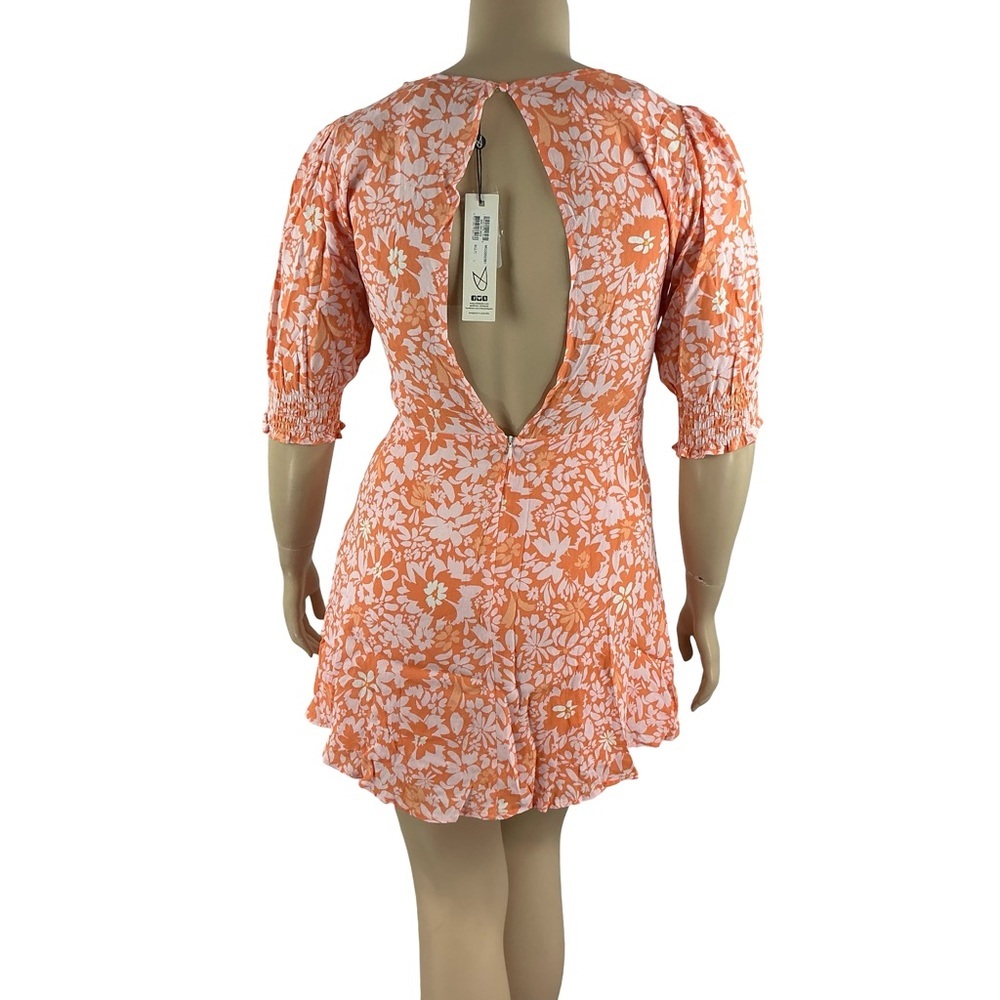 MINKPINK Marli Mini Dress Floral Open Back Summer Orange Size L - Picture 5 of 7